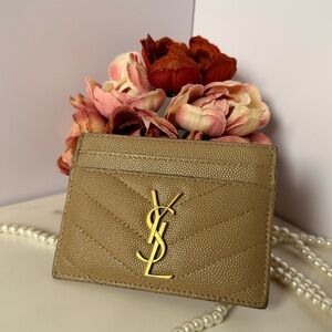 YSL Credit Card Holder | Cassandre Matelassé in Grain de Poudre Leather